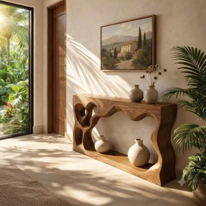 Eco-Friendly Handmade Contemporary Apartment Decor Natural Solid Wood Console <b>Tables</b> Unique Design Luxury <b>Wooden</b> Furniture Hotel - Product Image 1