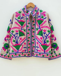 TNT Suzani Floral Embroidered <b>Jacket</b> |Vibrant Boho Outerwear| Ethnic Statement <b>Jacket</b> | Ethnic Statement Piece - Product Image 1