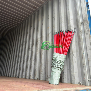 Manches de balai en bois d'eucalyptus enduites de PVC à rayures rouges, poils en plastique et en herbe, écologiques, faciles à nettoyer, pour toilettes et maison - Product Image 3