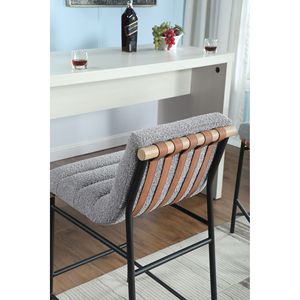 Sedia da pranzo Lahni in tessuto bouclé grigio, altezza bancone, 45 cm - Product Image 4