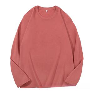 180gsm 100% Cotton Unisex <b>Long</b> <b>Sleeve</b> Crew Neck <b>T</b>-<b>shirt</b> For <b>Men</b> Wholesale Solid Color Casual Streetwear Fashion Tee For Women - Product Image 5