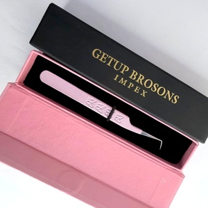 GETUP BROSONS แหนบต่อขนตาป้องกันไฟฟ้าสถิตย์ ป้องกันแม่เหล็ก ปลายเรียบ 10 มม. สีชมพูเคลือบลายผีเสื้อสแตนเลสสตีลความแม่นยำสูง - Product Image 2