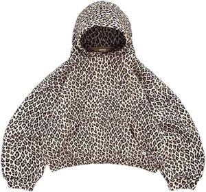 Women's Oversized <b>Leopard</b> <b>Print</b> <b>Hoodie</b> Full Sleeve Drop-Shoulder Fleece Sweatshirt Autumn Wear Breathable Knitted Style - Product Image 4
