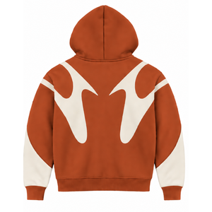 Rust <b>Orange</b> Contrast Panel Zip Up Hoodie Men Streetwear Full Zipper Long Sleeve Casual <b>Fleece</b> Hooded Sweatshirt With Pockets - Product Image 2