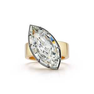 Bague de fiançailles en diamant de laboratoire taille marquise East West, or jaune massif 14K 18K, or noir, bague fine et élégante pour femme - Product Image 1