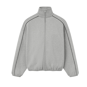 Unisex Oversized Fleece Zip-Up Jacket Solid Stand Collar Casual Regular Sleeve Autumn Knitted Top - Product Image 4