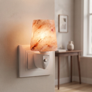 Himalayan Rock Salt <b>Wall</b> Socket Lamp Hand Carved Tapered Mini Salt Night <b>Light</b> <b>with</b> Rotatable <b>Plug</b> and On/Off Switch - Product Image 3