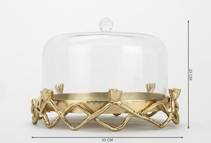 Soporte de pastel de lujo con cúpula dorada de metal para fiestas y eventos de boda al mejor precio - Product Image 4