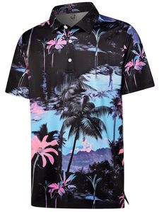 Chemises polo pour hommes à imprimé tropical, vente en gros OEM. Fabrication de vêtements de golf sur mesure de haute qualité et faibles quantités minimales de commande pour les marques de mode. - Product Image 1