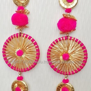 Hermosos atrapasueños hechos a mano pompón Gota encaje Floral pluma estilo personalizado tradicional boda Favor Mehndi Haldi Decoración - Product Image 2