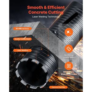 Punta diamantata per carotaggio a secco da 4-1/4 pollici di diametro, profondità di foratura 9-1/2, filettatura interna 5/8-11, 3 punte per trapano per muratura e cemento - Product Image 6
