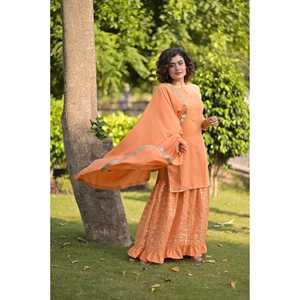 Conjunto de Traje de Gasa Chiffon Gotta Color Durazno del Desierto, Talla XS - Product Image 3