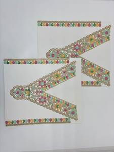 Parches Bordados con Hilo Dorado y Lentejuelas Multicolores, Apliques Florales para Kurti, Saree, Vestidos y Diseños de Prendas Étnicas - Product Image 2