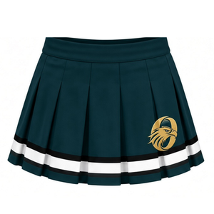 Ensemble uniforme de cheerleading vert sarcelle foncé et or, haut à manches courtes et jupe plissée, tenue d'équipe sportive pour entraînement, performance et compétition - Product Image 4
