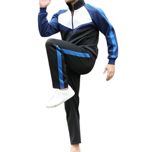 High Quality Full Zip Winter Training Unisex Tracksuit 2 Piece Set Breathable Football Jogger Color Blocking Midweight 100% - Product Image 3