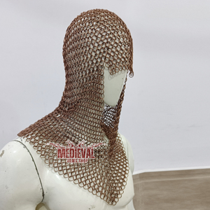 Coif médiéval en maille de cuivre fait main, tissage 4 en 1, pour chevalier, armure de tête pour costume de reconstitution historique, fournisseur en gros - Product Image 4