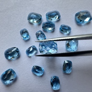 Topaze bleue suisse TFH, taille coussin longue, qualité et clarté AAA, polie à la main, pierre précieuse en vrac, 6x4mm à 10x12mm - Product Image 4