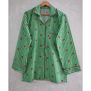 Ensemble de pyjama en coton pour femmes, imprimé à la main, vêtements de nuit respirants avec un design traditionnel et une coupe décontractée - Product Image 3