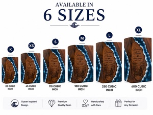 Personalized American Style Ocean Wave Resin Wooden Cremation Urn Eco-Friendly Durable <b>Memorial</b> <b>Box</b> Forever in Our Hearts - Product Image 2