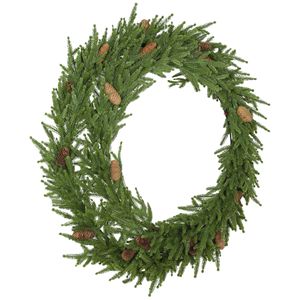 Guirlande de Noël artificielle en pin de Norfolk de 36 pouces avec des branches et des cônes de pin réalistes pour la décoration de porte ou de mur - Product Image 1