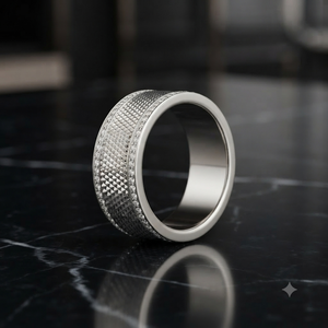 Unique Fine Design 925 Sterling Silver Lab Grown <b>Diamond</b> Studded Wedding Band Luxury Half Eternity Channel Set <b>Rings</b> Unisex Gift - Product Image 4