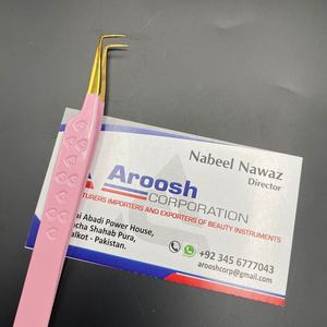 Pince à épiler rose à pointe dorée à 90 degrés Pince à cils en acier inoxydable de haute qualité - Product Image 5