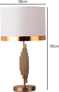 Modern Luxury LED <b>Table</b> Lamp Gold Metal Pipe Base White Fabric Shade <b>Bedside</b> Nightstand Living Room Home Decor Desk Light - Product Image 4