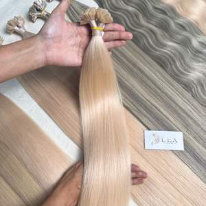 Vente en gros usine – Cheveux humains vietnamiens colorés à pointe plate – 100 % cheveux bruts, cuticules alignées, lisses, ondulation naturelle - Product Image 1