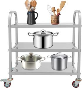 Stainless Steel <b>3</b> <b>Tier</b> Utility Cart With 4 Casters Heavy Duty Commercial Kitchen Storage <b>Trolley</b> - Product Image 4