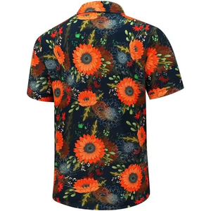 Custom Design Casual Short Sleeve Floral Aloha <b>Shirts</b> <b>Sunflower</b> Digital Print Beach <b>Shirts</b> Linen Hawaiian <b>Shirt</b> for <b>Men</b> - Product Image 3