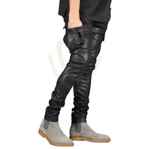 Pantalones de Cuero Negros Clásicos para Hombre, Pantalones Modernos 2026 con Bolsillo, Pantalones de Cuero Estilo Motociclista para Hombre - Product Image 1