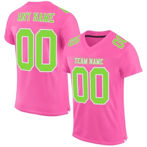 Venta al por Mayor Directa de OMMIZ INDUSTRY, Jersey de Fútbol Americano Personalizado en Malla Rosa, Verde Neón y Blanco - Product Image 1