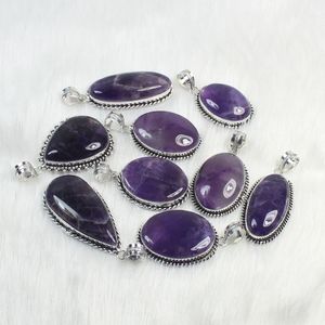 Collier de créateur en argent sterling pour filles Pendentif en améthyste violette avec breloques en pierre - Product Image 4