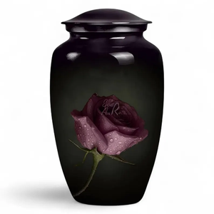 Purple Rose Print Cremation Urn Decorative <b>Keepsake</b> <b>Ashes</b> Jar Custom Color Metal Memorial Vessel <b>for</b> Adult - Product Image 2