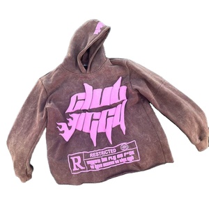 Manufacturer Wholesale Custom 3D Puff Print Hoodie Men Women 500GSM Heavyweight Oversized Blank Pullover Embossed Sweatshirt - Product Image 1