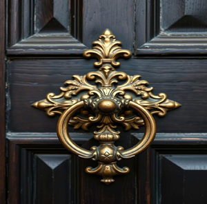 Poignée de porte en bronze antique avec de profondes sculptures victoriennes et une plaque arrière majestueuse. Disponible aux prix de gros. - Product Image 4