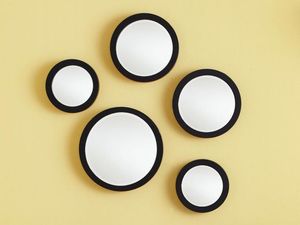 Round Wooden Framed Convex <b>Wall</b> <b>Mirrors</b> <b>Set</b> Rustic Decorative Design for Indoor Use - Product Image 2