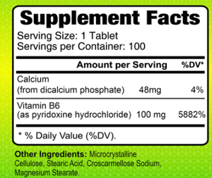 Tabletas de Vitamina B6 de la Mejor Calidad con Etiqueta Personalizada para Adultos - Apoyo al Desarrollo Cerebral, 1 Tableta, 18 Meses de Vida Útil, Empaque Personalizado - Product Image 3