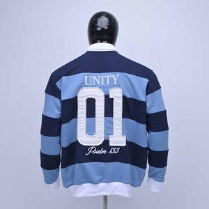 Camiseta de rugby de primera calidad con logotipo personalizado bordado en 3D en la parte delantera y aplique bordado con efecto desgastado en la parte trasera. - Product Image 5