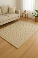 Modern cream Color Hand Tufted Wool Area Rug Non-Slip PET Friendly High Pile Home Decor Christmas Gift Living Room Picnic Use