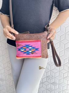 Nouvel Arrivage Sac à Main Léger Marron Jacquard pour Femme avec Fermeture Éclair, Sac Bandoulière Élégant Motif Couverture de Selle Aztec et Lettres - Product Image 2
