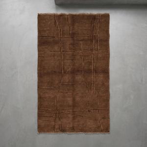 Tapis en laine noué à la main de qualité supérieure, doux et texturé, design abstrait marron, pour salon, chambre à coucher, décoration intérieure - Product Image 1