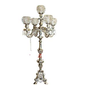 Top Quality 5 Arms <b>Candle</b> Stand With Hanging Crystal Drops Handcrafted Metal Decorative Handmade Candelabra With Hanging - Product Image 1
