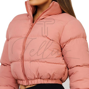 Cheap Price <b>Winter</b> Women Short Puffer <b>Jackets</b> Plus Size Knitted Crocheted Windproof <b>Waterproof</b> Stand Collar - Product Image 2