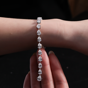 Pulsera de tenis chapada en oro de 18 quilates con diamantes cultivados en laboratorio de corte brillante pera de 0.30 quilates para mujer, joyería de boda - Product Image 3