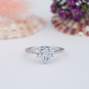 Princess Cut <b>Solitaire</b> Moissanite Engagement <b>Ring</b> 0.5ct 1ct 925 Sterling <b>Silver</b> Gold Plated Wedding Jewelry for Women - Product Image 1