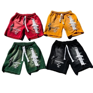 Custom Sweat <b>Short</b> Drawstring Acid Wash Raw Edge Vintage Plain French Terry Cotton Fleece <b>Jogger</b> Sports Wash Mens <b>Shorts</b> - Product Image 1