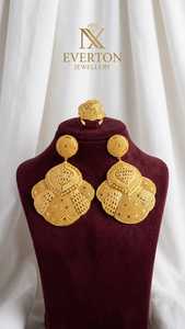 Parure de bijoux EVERTON pour femme, plaqué or, laiton, diamants, style hip-hop, boucles d'oreilles, bague, cadeau de mariage, pièce de mode tendance - Product Image 6