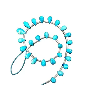 Migliore qualità 26 pezzi blu turchese gemma 1 filo sfaccettato goccia perline collana perline di pietra naturale per braccialetto fai da te