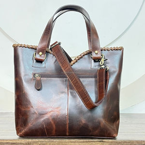 กระเป๋าโท้ทหนังวัวแท้สไตล์ตะวันตกล่าสุด ลายดอกไม้ ปิดด้วยแม่เหล็ก ใช้ได้หลายแบบสำหรับผู้หญิง - Product Image 5